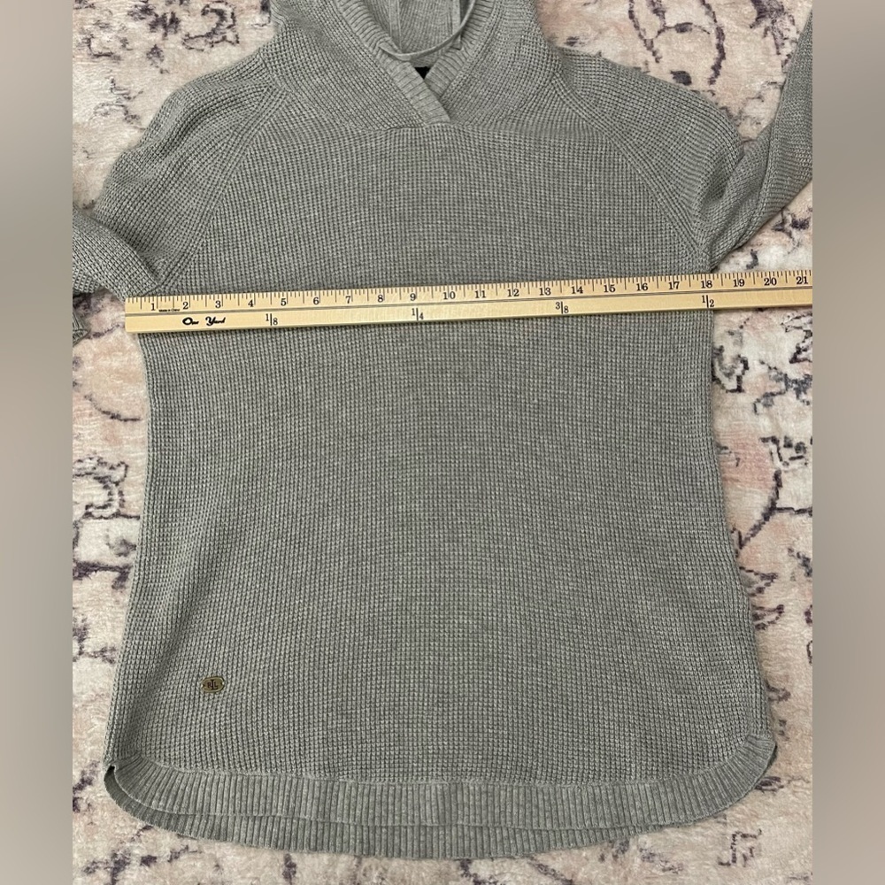 LAUREN RALPH LAUREN Knit Pullover Long Sleeve Hoodie Grey Size Small Petite - Picture 6 of 8